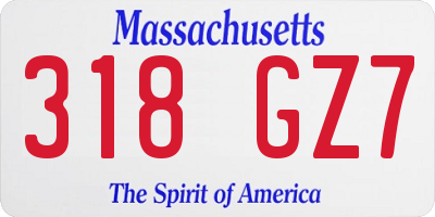 MA license plate 318GZ7