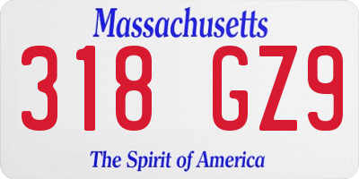 MA license plate 318GZ9