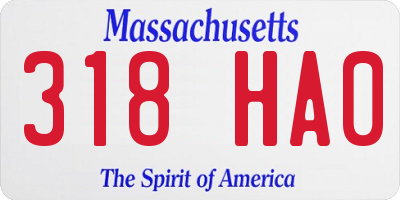 MA license plate 318HA0