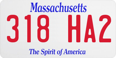 MA license plate 318HA2