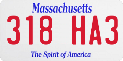 MA license plate 318HA3