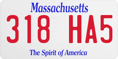 MA license plate 318HA5