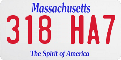 MA license plate 318HA7