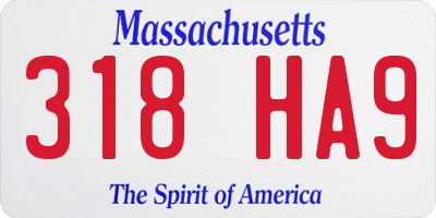 MA license plate 318HA9