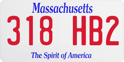 MA license plate 318HB2