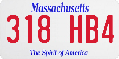 MA license plate 318HB4