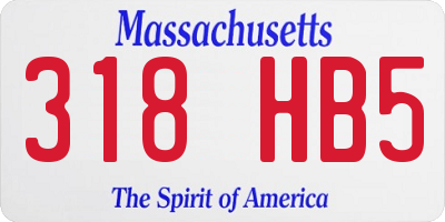 MA license plate 318HB5