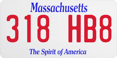 MA license plate 318HB8