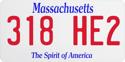 MA license plate 318HE2