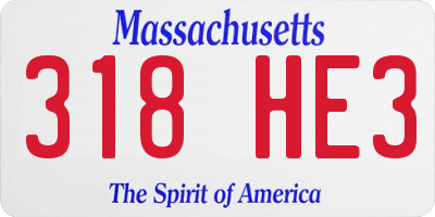 MA license plate 318HE3