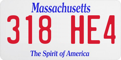 MA license plate 318HE4
