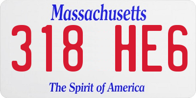MA license plate 318HE6