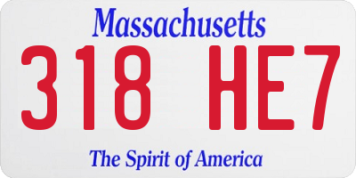 MA license plate 318HE7