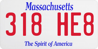MA license plate 318HE8