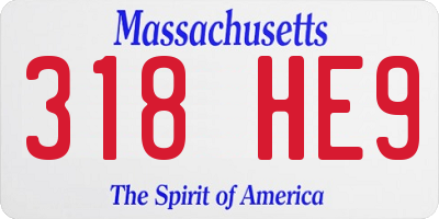 MA license plate 318HE9