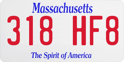 MA license plate 318HF8