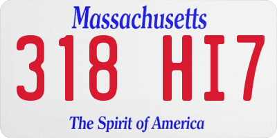 MA license plate 318HI7