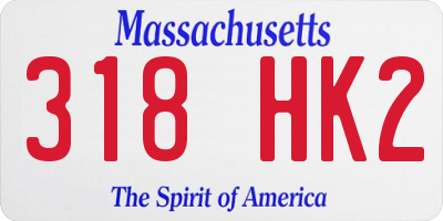 MA license plate 318HK2