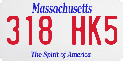 MA license plate 318HK5