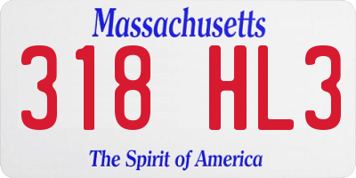 MA license plate 318HL3