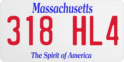 MA license plate 318HL4