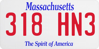 MA license plate 318HN3