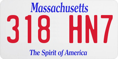 MA license plate 318HN7