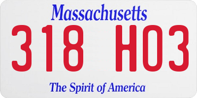 MA license plate 318HO3