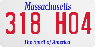 MA license plate 318HO4