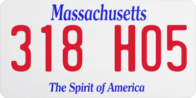 MA license plate 318HO5