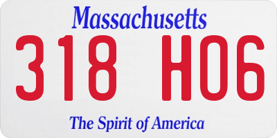 MA license plate 318HO6