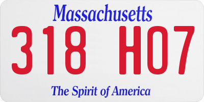 MA license plate 318HO7