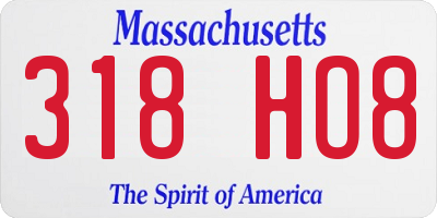 MA license plate 318HO8