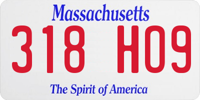 MA license plate 318HO9