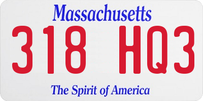 MA license plate 318HQ3