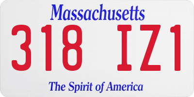 MA license plate 318IZ1