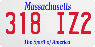 MA license plate 318IZ2