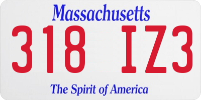 MA license plate 318IZ3