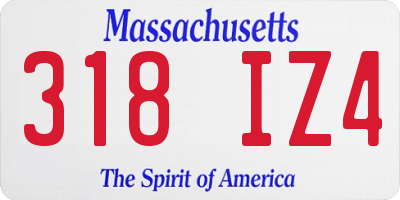 MA license plate 318IZ4