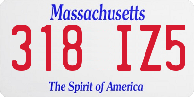 MA license plate 318IZ5