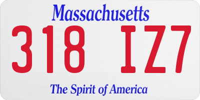 MA license plate 318IZ7