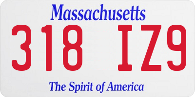 MA license plate 318IZ9