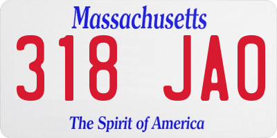 MA license plate 318JA0