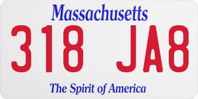 MA license plate 318JA8