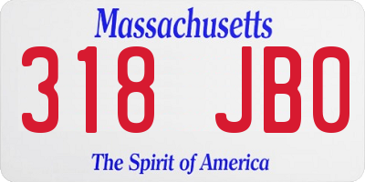 MA license plate 318JB0