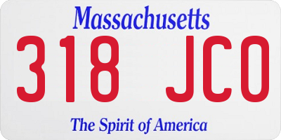 MA license plate 318JC0