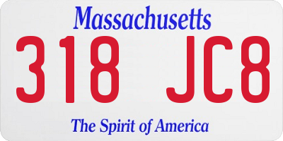 MA license plate 318JC8