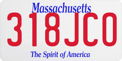 MA license plate 318JCO