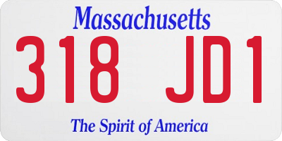 MA license plate 318JD1