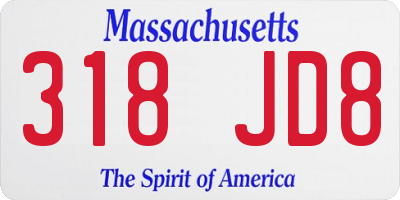 MA license plate 318JD8
